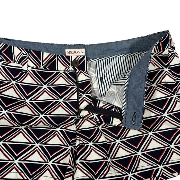 Merona Shorts Geometric Triangles Patriotic Nautical Americana Women's Size 14 - Picture 3 of 13